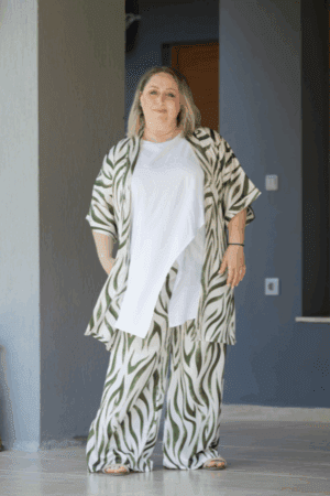 Τριπλό Σετ με Zebra Print & Λευκή Μπλούζα