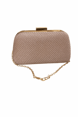 Βραδινό Clutch με Χρυσή Αλυσίδα – Ροζ Σαμπανί
