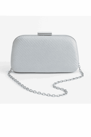 Ασημί Clutch Τσάντα με Αλυσίδα