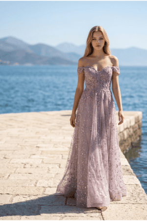 Maxi Φόρεμα με Παγιέτες σε Dusty Lilac Απόχρωση